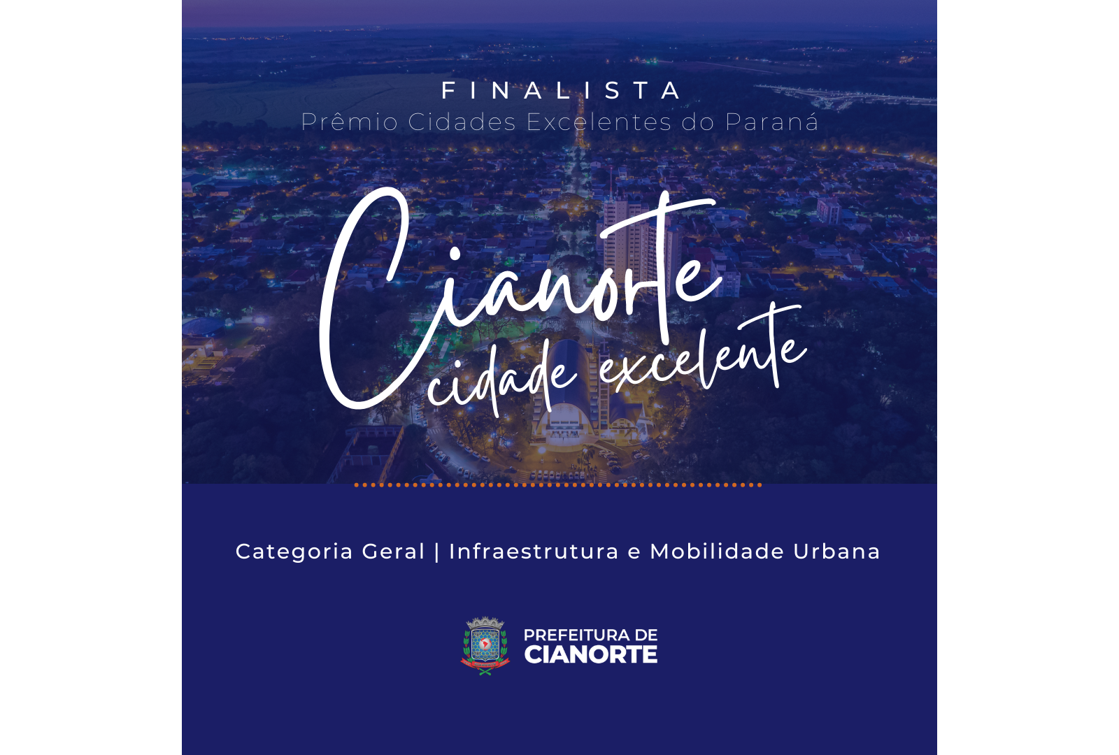 Imagem Cianorte fica em primeiro lugar no Prêmio Band Cidades Excelentes
