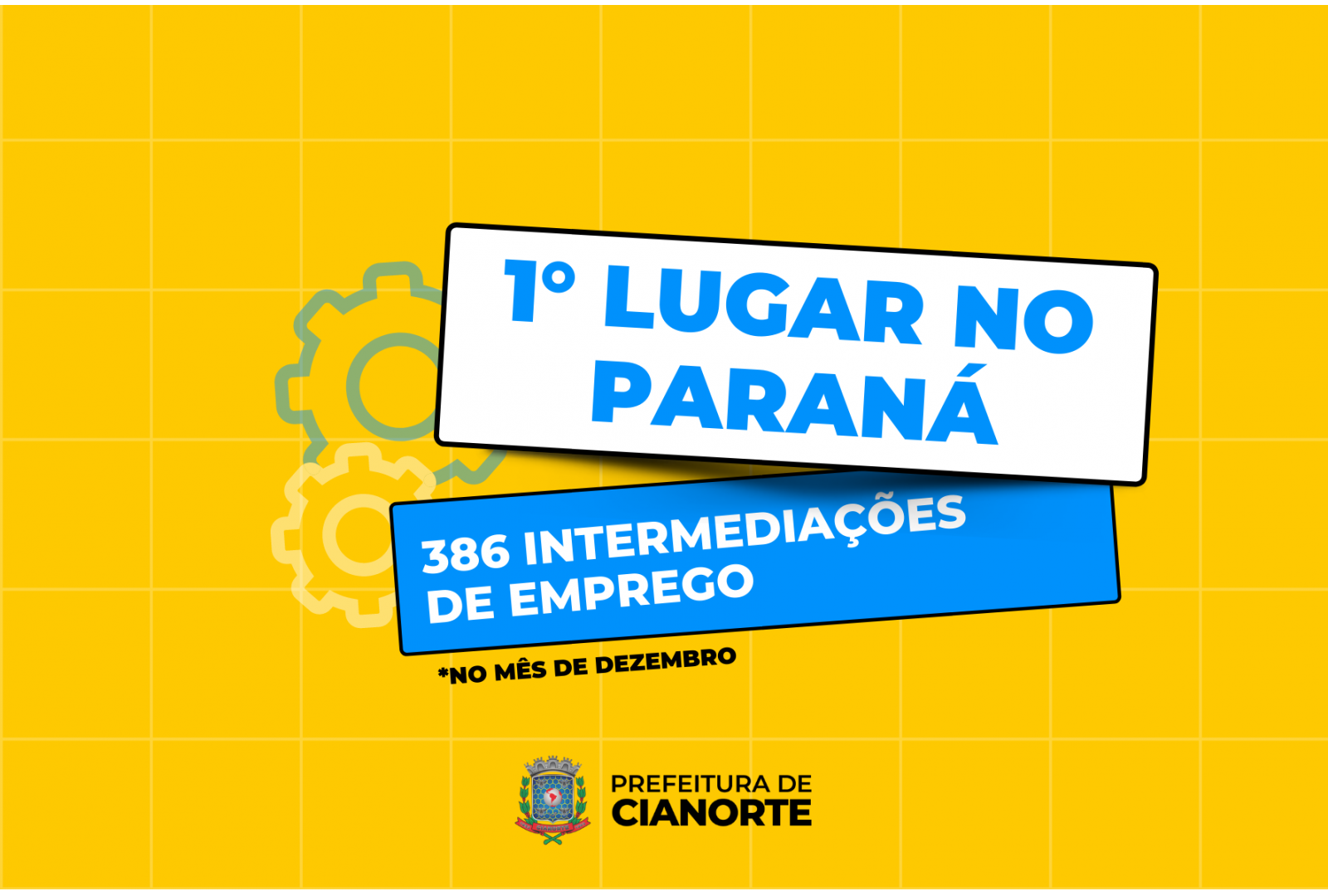 Imagem Cianorte fecha o ano de 2021 em 1º lugar em colocações de emprego no Paraná