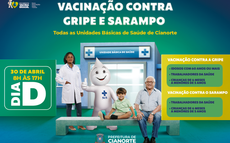 Imagem Dia D de Vacinação contra a Gripe e Sarampo acontece neste sábado