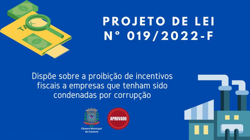 Imagem Legislativo de Cianorte visa proibir incentivos fiscais a empresas condenadas por corrupção no município