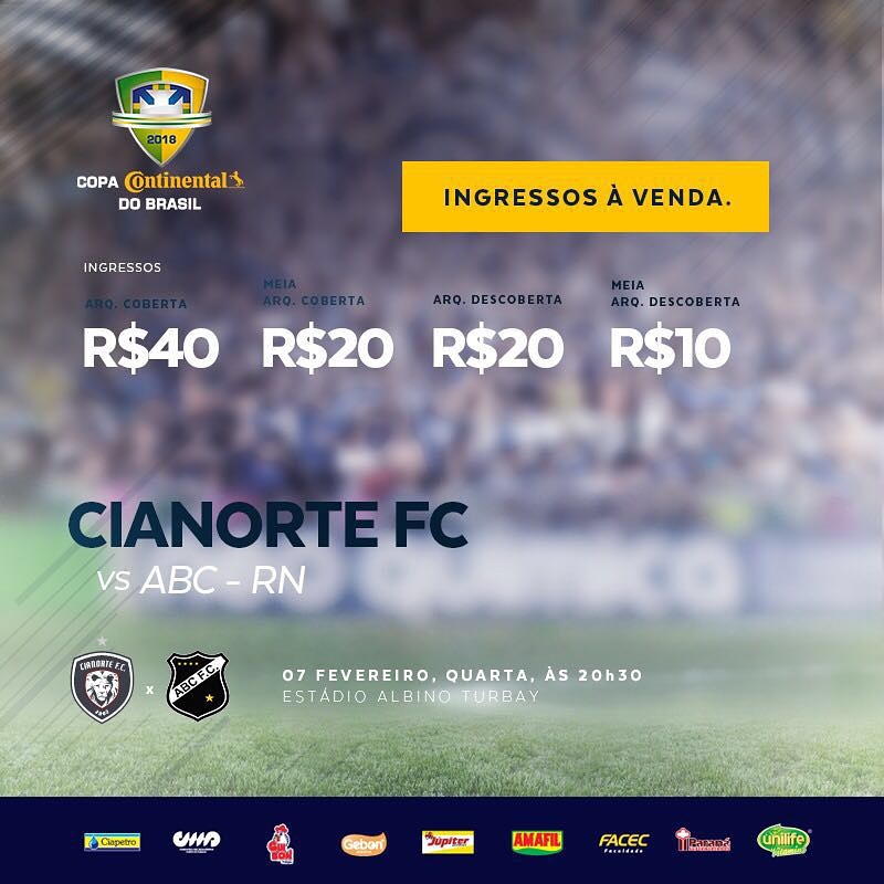 Imagem Copa do Brasil: Ingressos à venda para Cianorte FC x ABC-RN