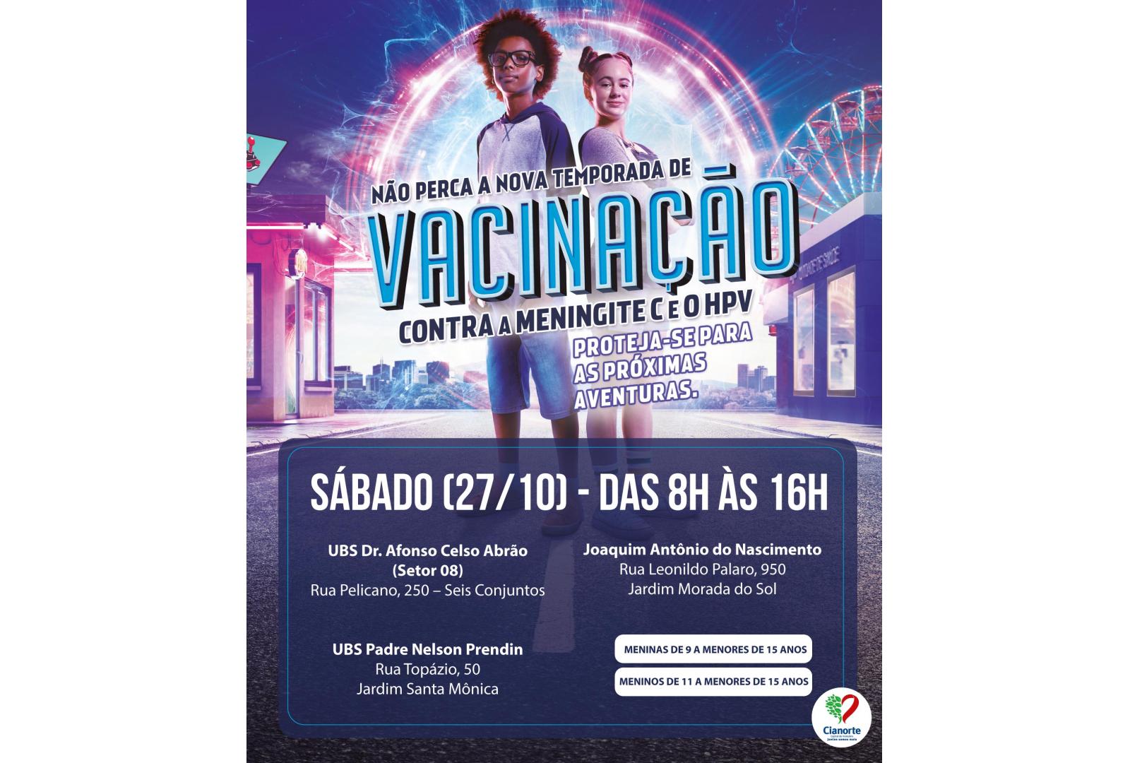 Imagem UNIDADES DE SAÚDE ATENDEM NO SÁBADO E VACINAM CONTRA HPV E MENINGITE