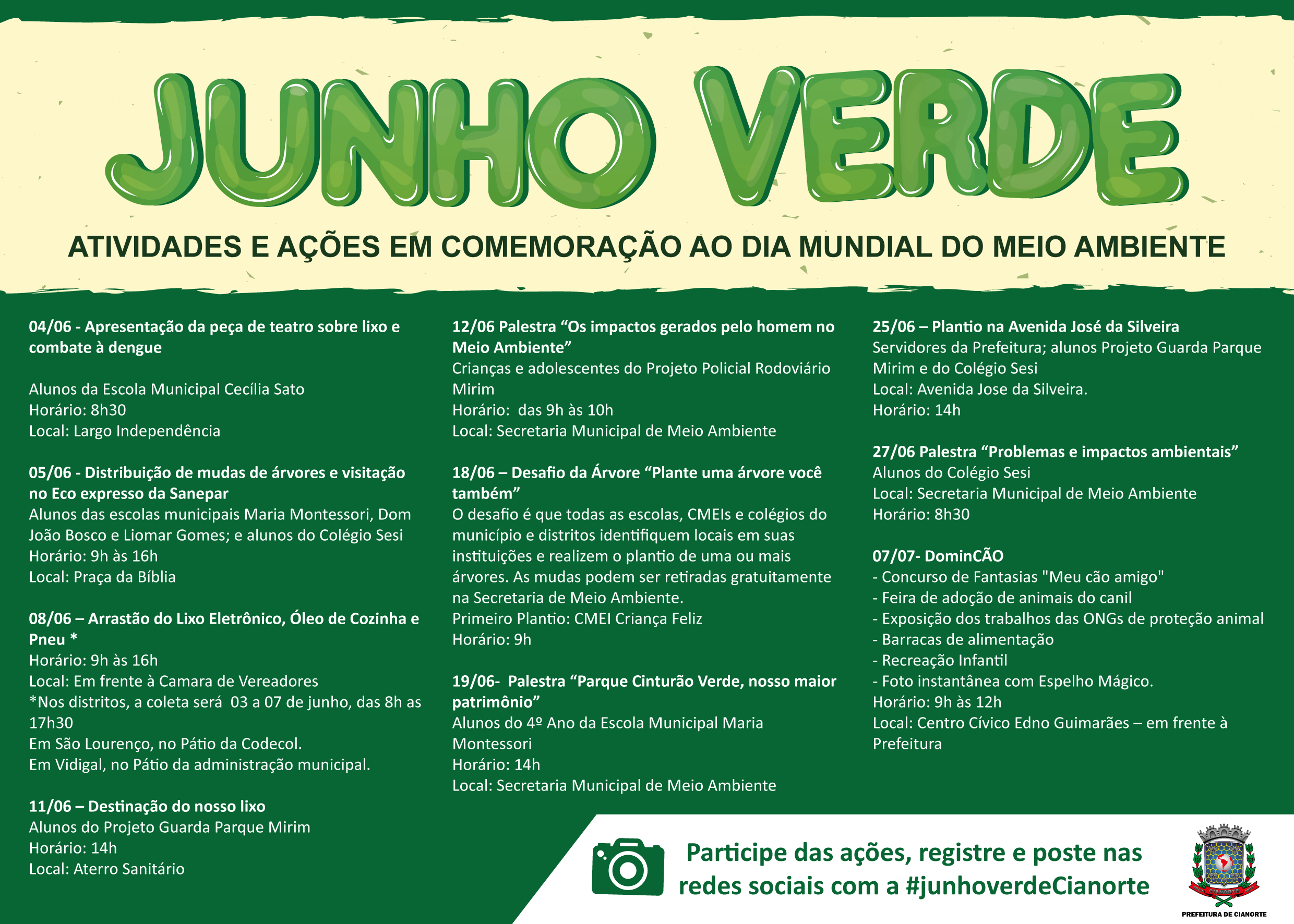 Imagem CIANORTE TERÁ PROGRAMAÇÃO ESPECIAL PARA O JUNHO VERDE