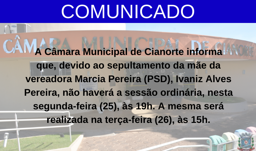 Imagem COMUNICADO – CÂMARA MUNICIPAL