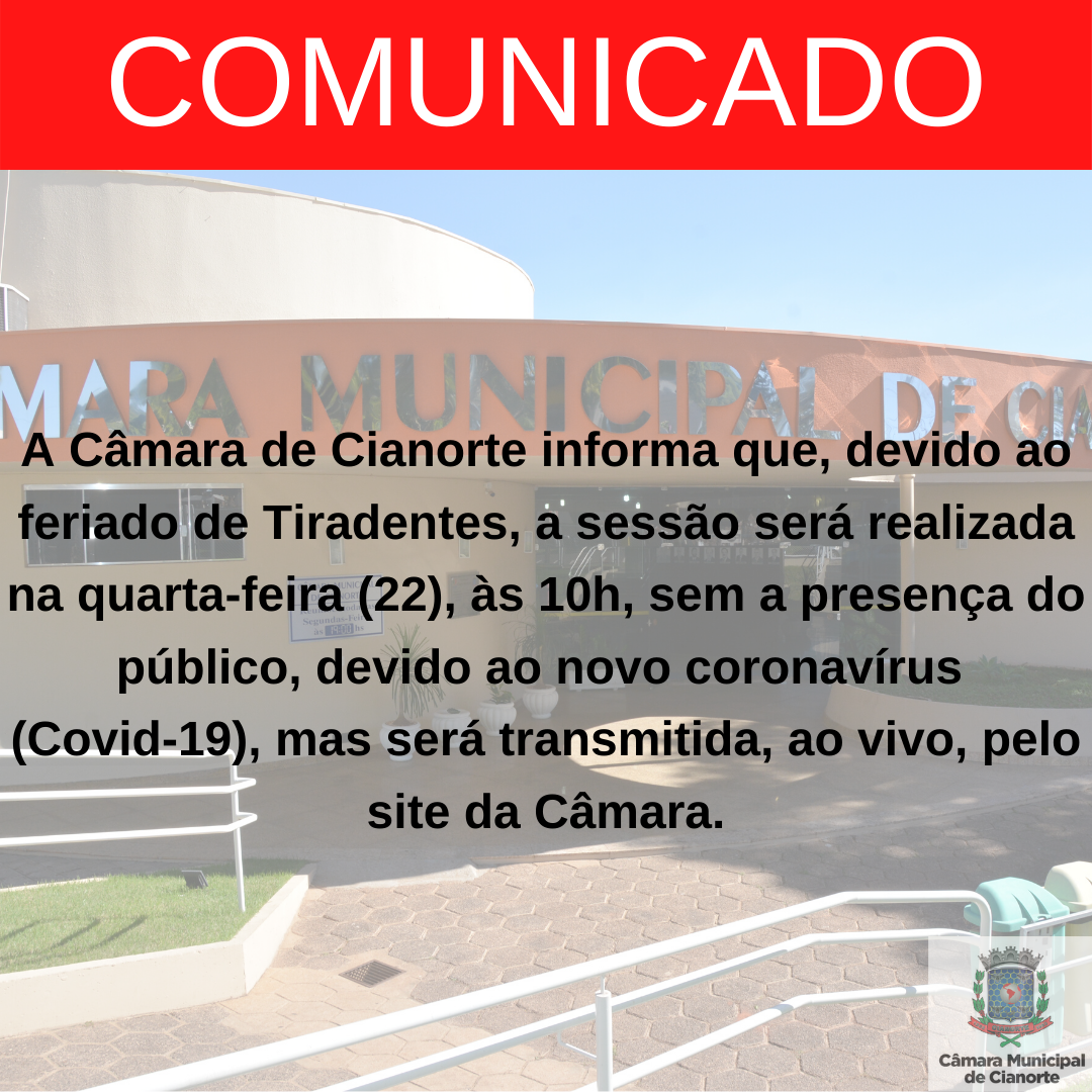 Imagem COMUNICADO – CÂMARA MUNICIPAL DE CIANORTE