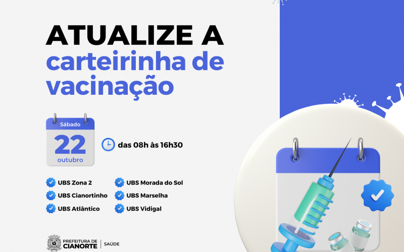 Imagem UBSs abrem neste sábado para atualização da carteirinha de vacinação