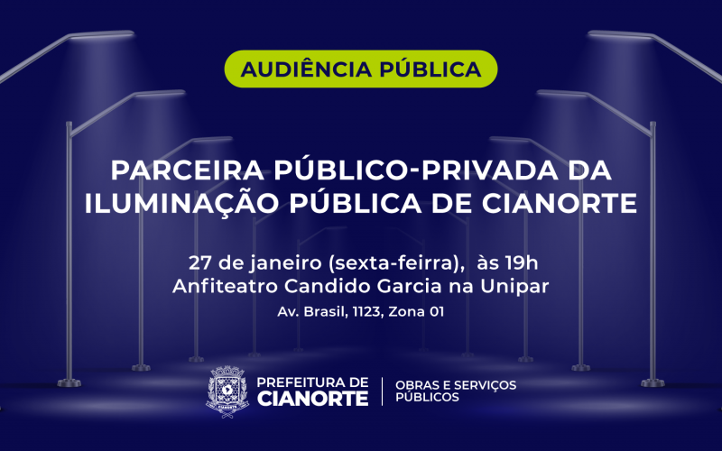 Imagem Audiência pública discute parceria público-privada da iluminação municipal nesta sexta-feira