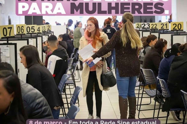 Imagem Dia 08 de março acontecem Mutirão de emprego para Mulheres