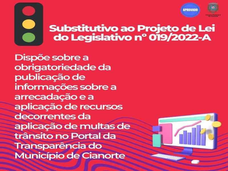 Imagem Projeto prevê a publicação de informações sobre as multas de trânsito no Portal da Transparência de Cianorte