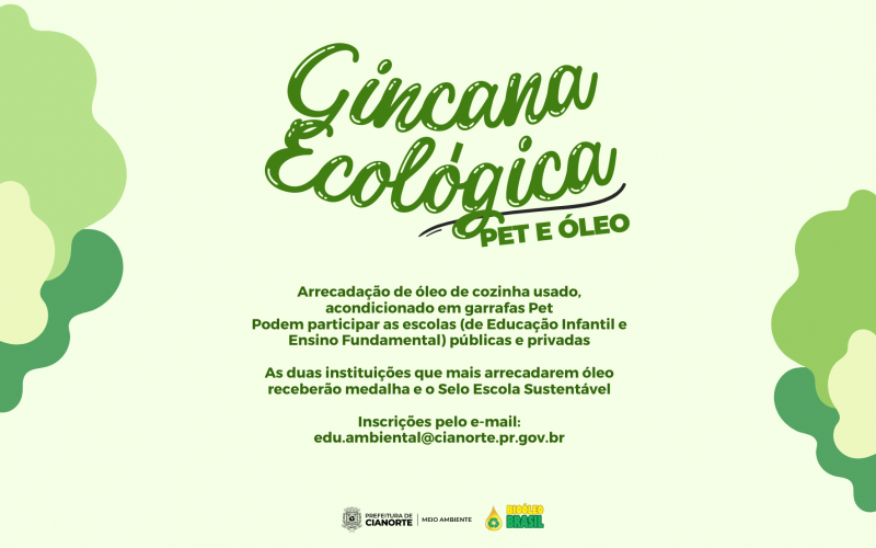 Imagem Gincana Ecológica Pet e Óleo premiará duas escolas sustentáveis de Cianorte