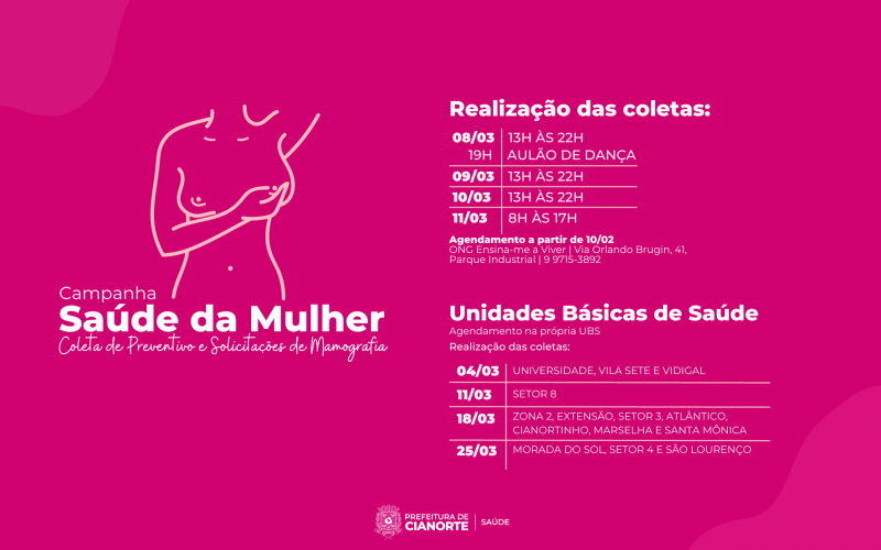 Imagem Campanha Saúde da Mulher segue com agendamento de exames preventivos