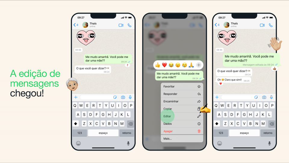 Imagem WhatsApp anuncia nova atualização e será possível editar mensagens; saiba como