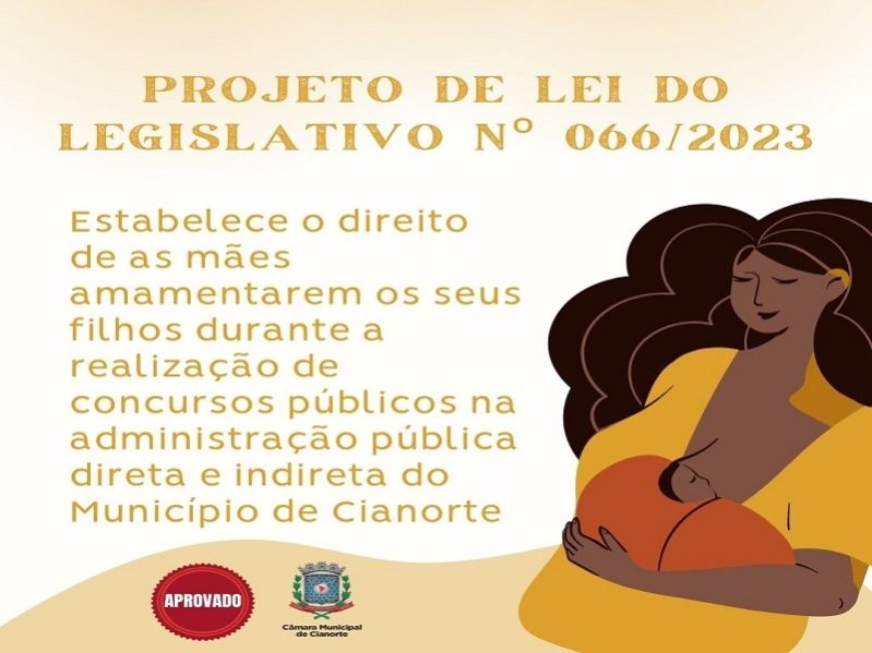 Imagem Projeto define direito de mães amamentarem seus filhos durante concursos públicos do Município de Cianorte