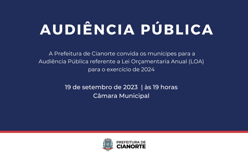 Imagem Prefeitura convida população para a Audiência Pública da LOA