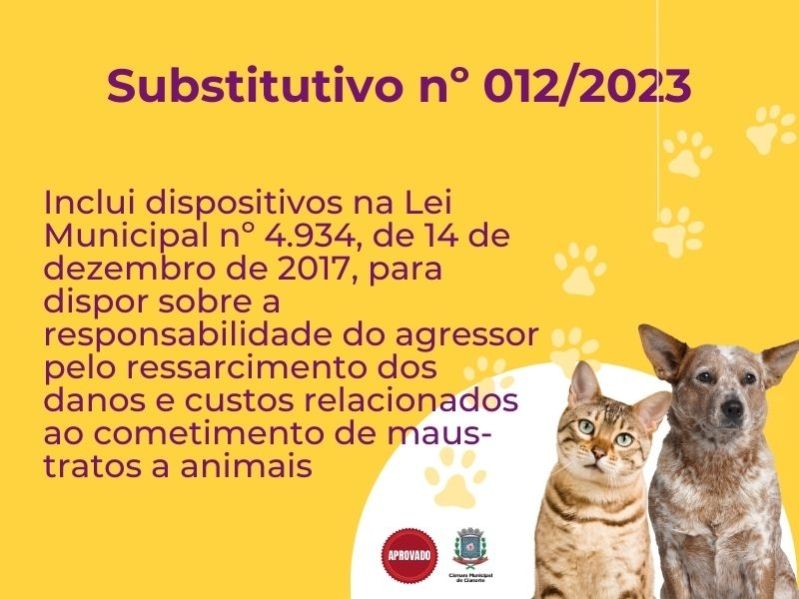 Imagem Nova regulamentação sobre responsabilidade a quem cometer maus-tratos a animais é aprovada em Cianorte