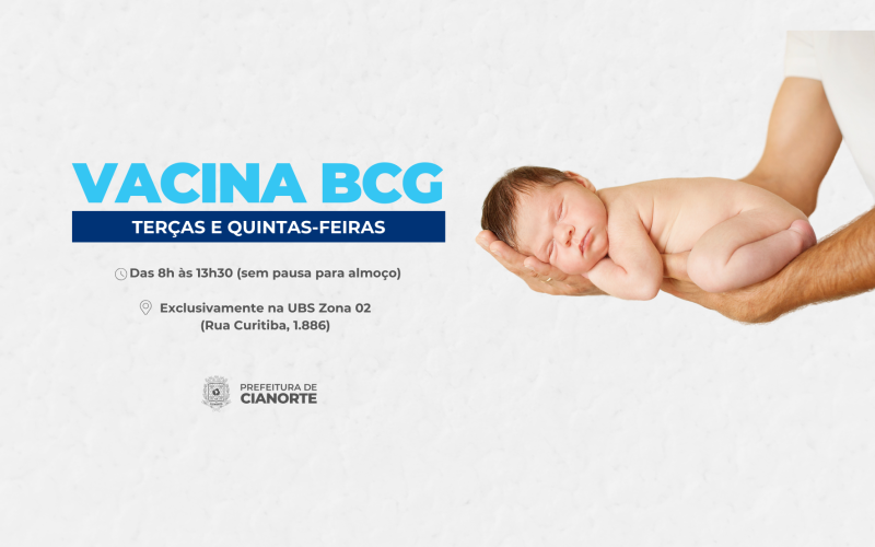 Imagem Aplicação da Vacina BCG retorna para UBS da Zona 02
