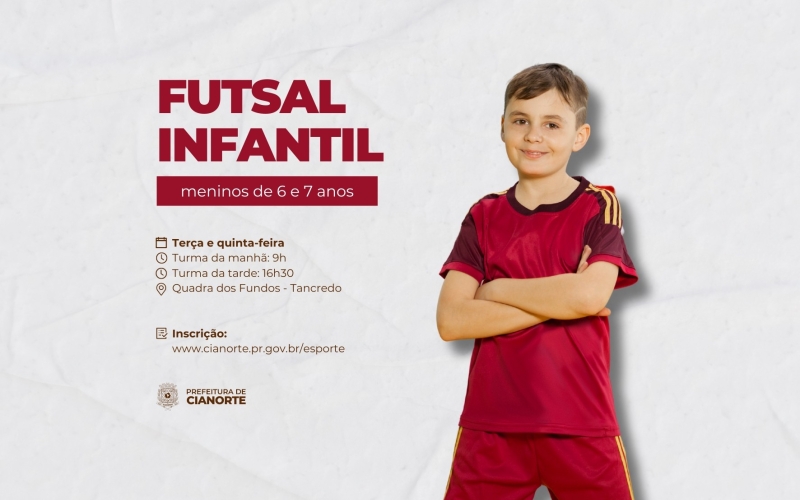 Imagem Vagas abertas na Escolinha de Futsal para meninos de seis e sete anos