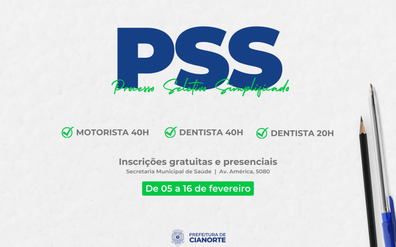 Imagem Secretaria Municipal de Saúde lança PSS para contratação de motorista e dentista