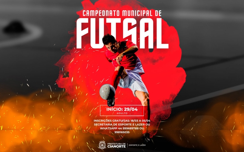 Imagem Última semana para inscrição no Campeonato Municipal de Futsal Adulto