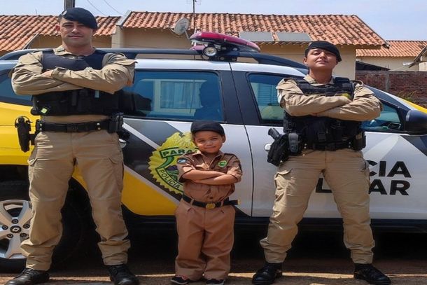 Imagem Polícia Militar faz surpresa para fã mirim no distrito de São Lourenço