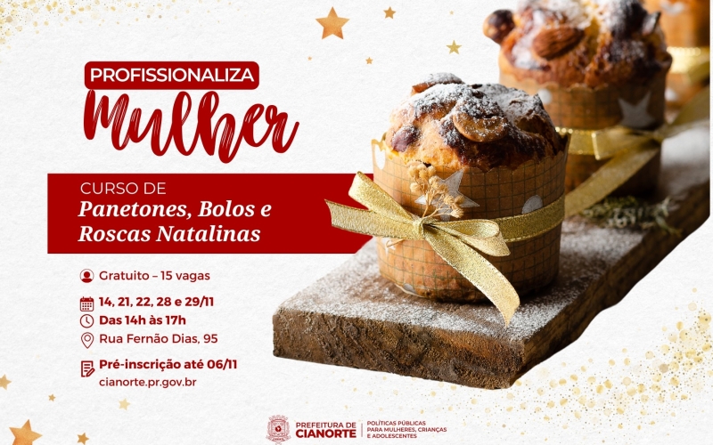 Imagem Curso de panetones, bolos e roscas natalinas tem pré-inscrições abertas