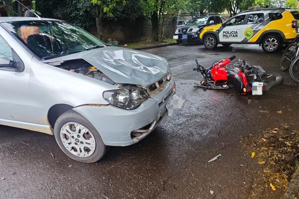 Imagem Acidente entre carro e moto deixa ferido em Cianorte