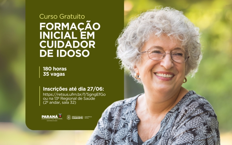 Imagem Últimos dias para inscrição em curso gratuito de Cuidador de Idoso