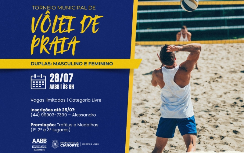 Imagem Abertas as inscrições para o Torneio Municipal de Vôlei de Praia