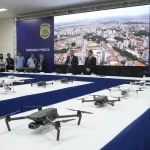 Imagem do evento de lançamento da frota de drones para a Secretaria de Segurança Pública do Paraná.