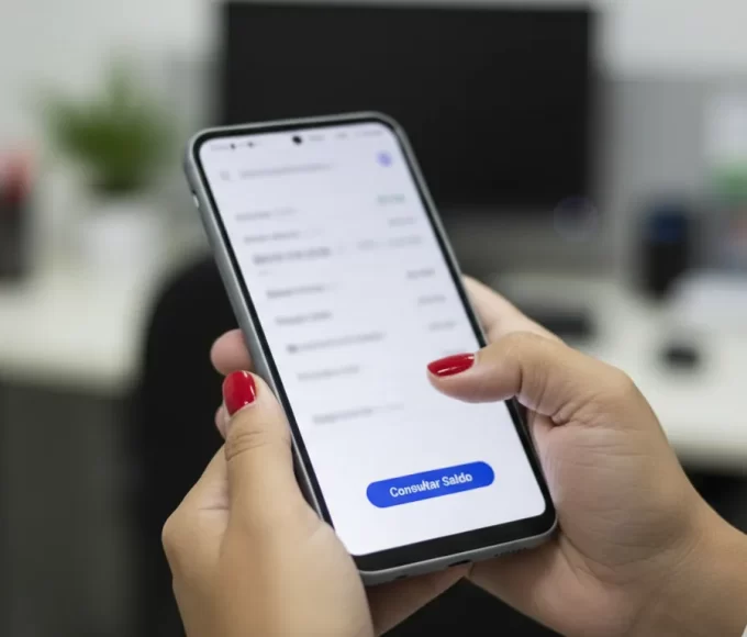 Trabalhador consultando o saldo do Abono Salarial 2026 no celular.