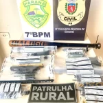 Pistola 9mm e munições apreendidas pela PCPR Goioerê durante operação em Paraná D'Oeste.