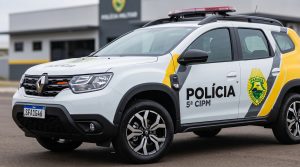 Viatura da Polícia Militar atendendo ocorrência de homem esfaqueado em Cianorte.