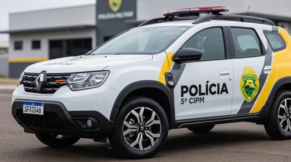 Viatura da Polícia Militar atendendo ocorrência de homem esfaqueado em Cianorte.