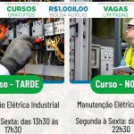 Painel elétrico industrial com ferramentas de manutenção - Curso gratuito em Indianópolis.