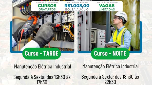 Painel elétrico industrial com ferramentas de manutenção - Curso gratuito em Indianópolis.