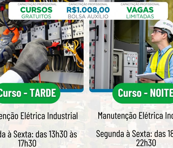 Painel elétrico industrial com ferramentas de manutenção - Curso gratuito em Indianópolis.